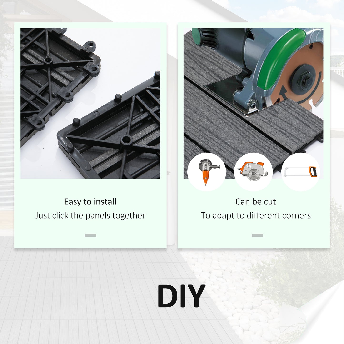 Interlocking Decking Tiles, Interlocking Patio Paving Slabs, Grey