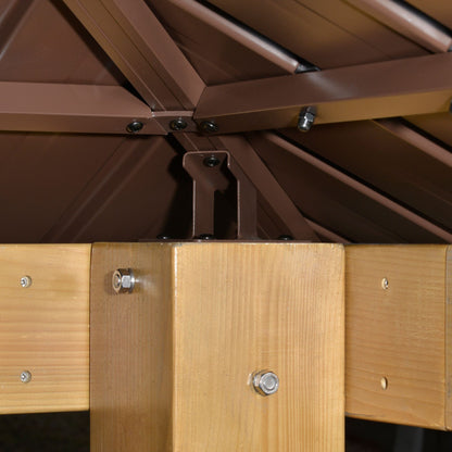 3x(3)M Double-Tier Hardtop Gazebo, Outdoor Patio Shelter, Brown