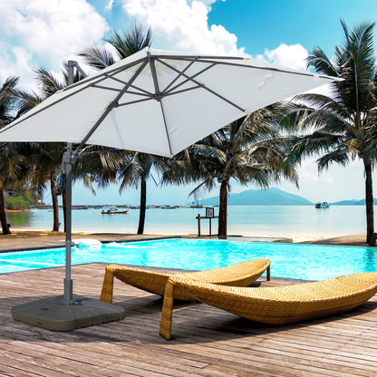 Cantilever Patio Parasol Base Water or Sand Filled W/ Wheels Crossbar