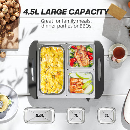 4.5L Electric Food Warmer Buffet Server with Lids Cool Touch Handles