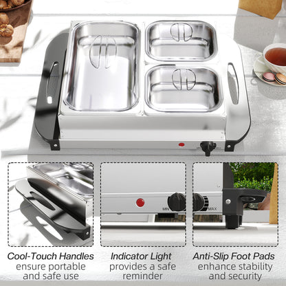 4.5L Electric Food Warmer Buffet Server with Lids Cool Touch Handles