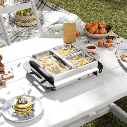 4.5L Electric Food Warmer Buffet Server with Lids Cool Touch Handles