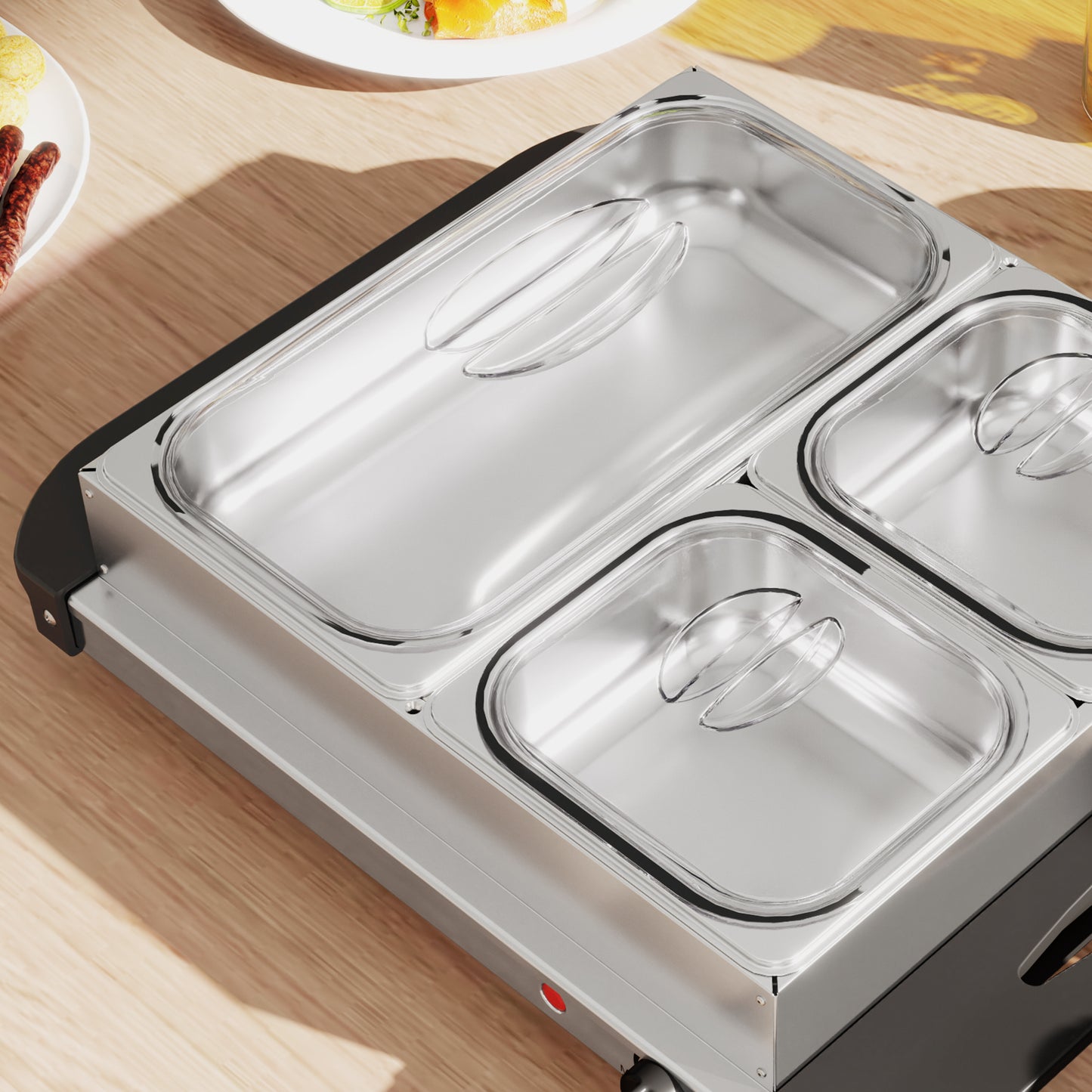 4.5L Electric Food Warmer Buffet Server with Lids Cool Touch Handles