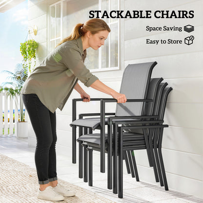5 Pieces Outdoor Dining Set for 4, Patio Furniture Set, Dark Grey