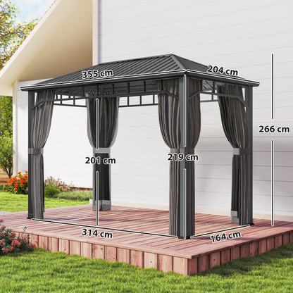 2 x 3.5 m Hardtop Gazebo with Galvanised Steel Roof and Sides