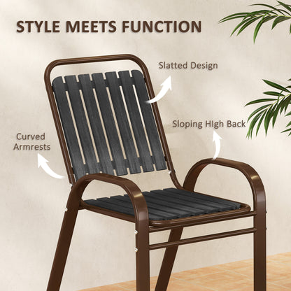 Stackable Patio Bistro Set, 3 Pieces Garden Furniture Set, Grey