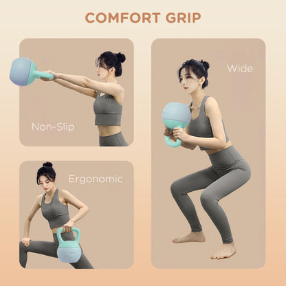 6KG Kettlebell with Soft Body and Non-Slip Handle, Grey and Green