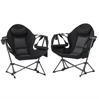 Hammock Camping Chair Set of 2, Adjustable Back Camp Chair, Black