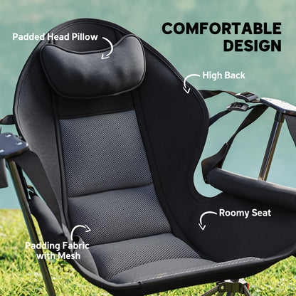 Hammock Camping Chair Set of 2, Adjustable Back Camp Chair, Black