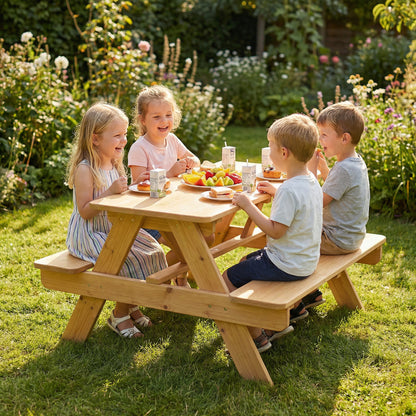 Kids Picnic Table Outdoor Wooden Natural Wood