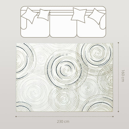 Swirl Pattern Washable Rug, Allergy-Friendly Floor Carpet, Cream