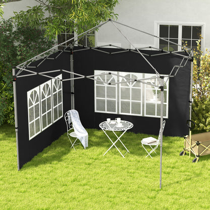 Gazebo Side Panels, Sides Replacement with Window for 3x3(m) or 3x4m Pop Up Gazebo, 2 Pack, Black