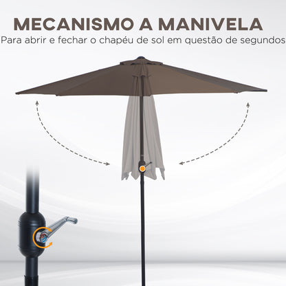 2.7m Balcony Half Parasol Garden Outdoor Umbrella 5 Steel Ribs - Brown