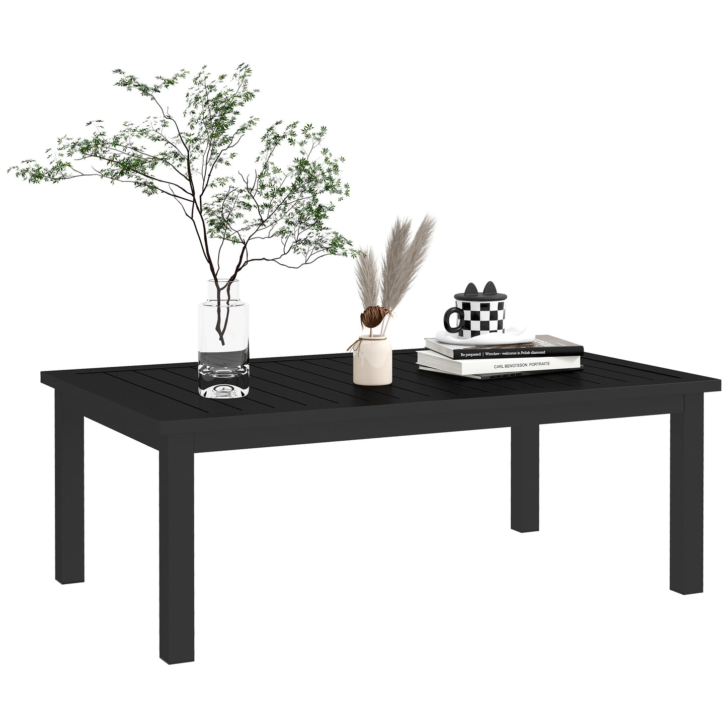 Aluminium Outdoor Coffee Table Patio Table, Black