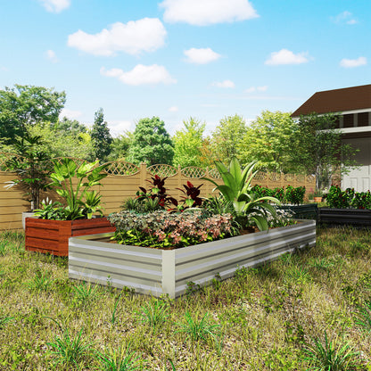 Galvanised Raised Garden Bed Metal Planter Box, Silver