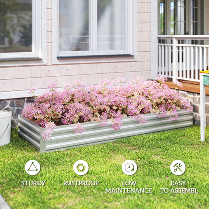 Galvanised Raised Garden Bed Metal Planter Box, Silver