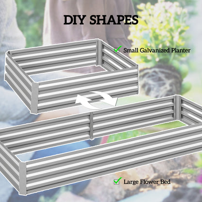 Galvanised Raised Garden Bed Metal Planter Box, Silver