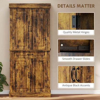 180cm Kitchen Pantry, KitchenStorage Cabinet with Shelves, Brown
