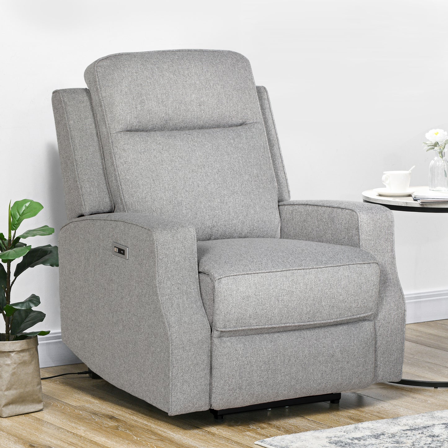 Electric Armchair, Fabric Recliner Chair with USB Port, Grey