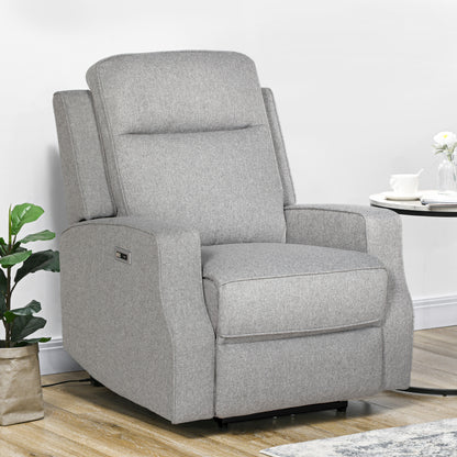 Electric Armchair, Fabric Recliner Chair with USB Port, Grey