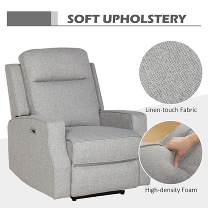 Electric Armchair, Fabric Recliner Chair with USB Port, Grey
