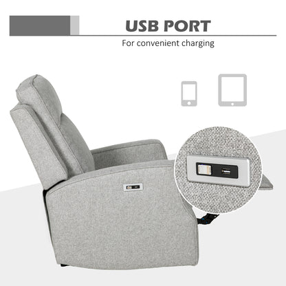 Electric Armchair, Fabric Recliner Chair with USB Port, Grey