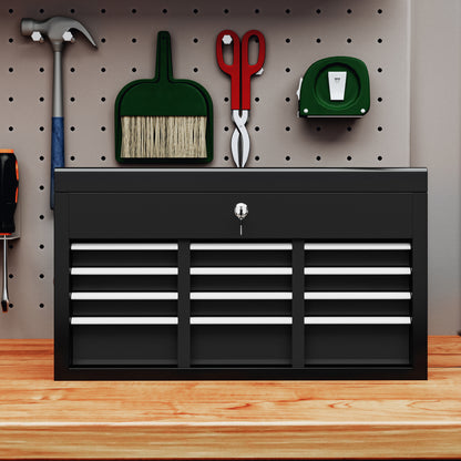 Lockable Metal Tool Chest w/ 6 Drawer, Ball Bearing Runners, Black