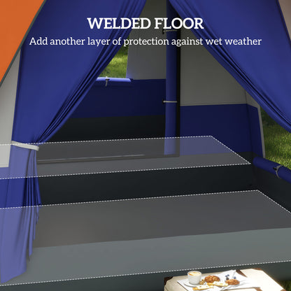 Camping Tent with 3000mm Waterproof Rainfly & Screen Panels, Orange