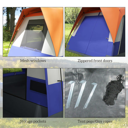 Camping Tent with 3000mm Waterproof Rainfly & Screen Panels, Orange
