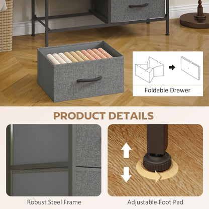 8 Drawer Fabric Chest of Drawers with Wooden Top, Rustic Brown