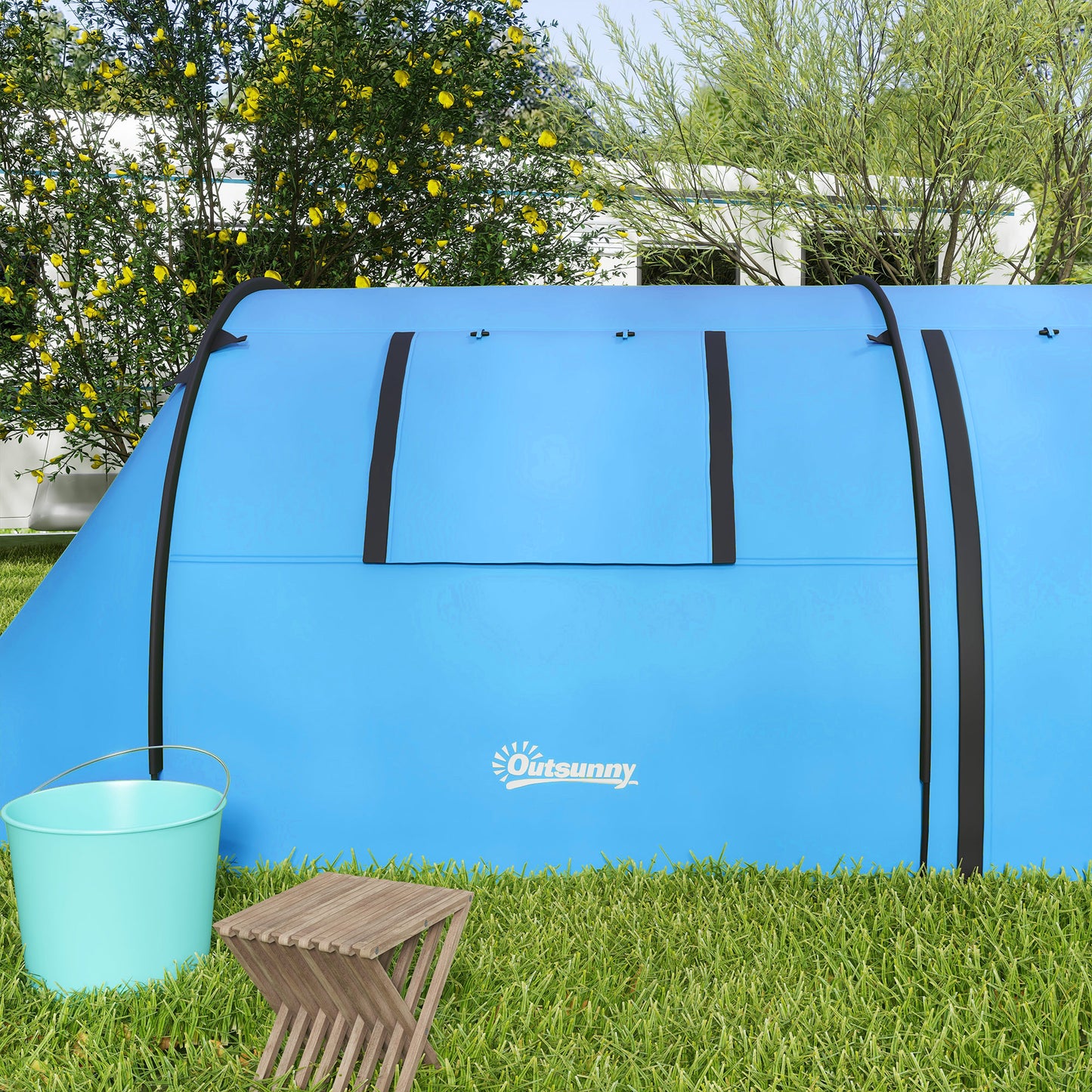 2 Room Camping Family Tent for 3-4 Man, 3000mm Waterproof, Sky Blue
