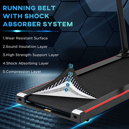 Electric Folding Treadmill w/ Wheels, Safety Button and LED Monitor