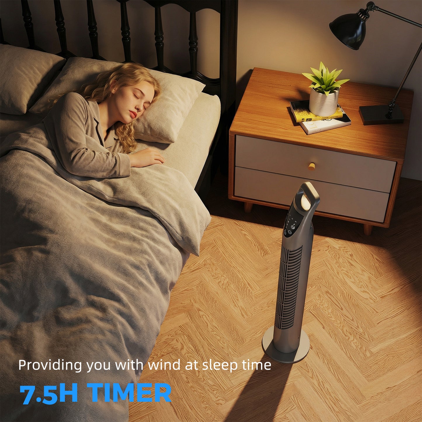 78.5cm Oscillation Tower Fan with Remote Control 3-Speed Wind Grey