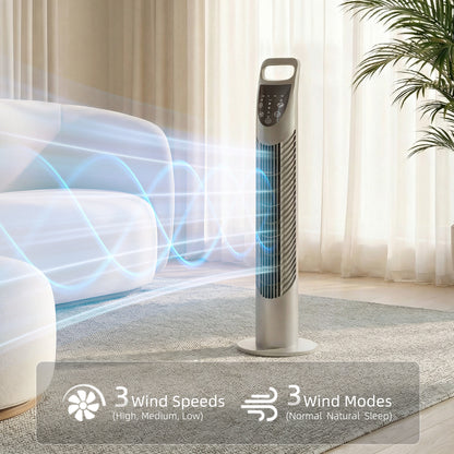 78.5cm Oscillation Tower Fan with Remote Control 3-Speed Wind Grey