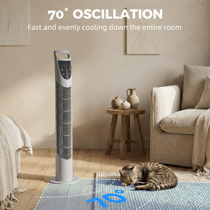 78.5cm Oscillation Tower Fan with Remote Control 3-Speed Wind Grey