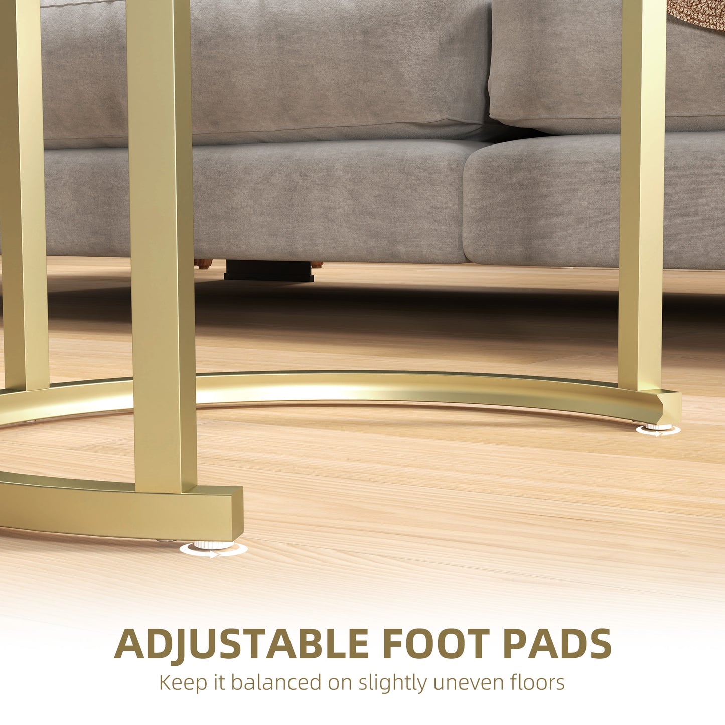 2 Pcs Modern Coffee Table with Tempered Glass Side Tables Clear