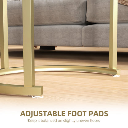 2 Pcs Modern Coffee Table with Tempered Glass Side Tables Clear