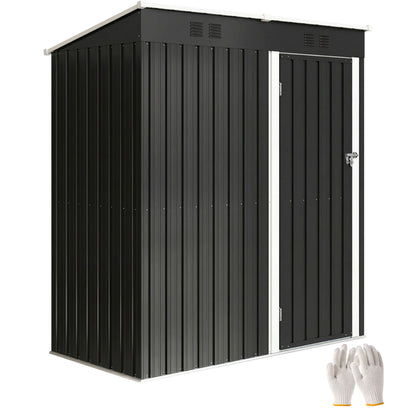 5 x 3 ft Lean-to Garden Shed, Outdoor Storage Shed, Dark Grey