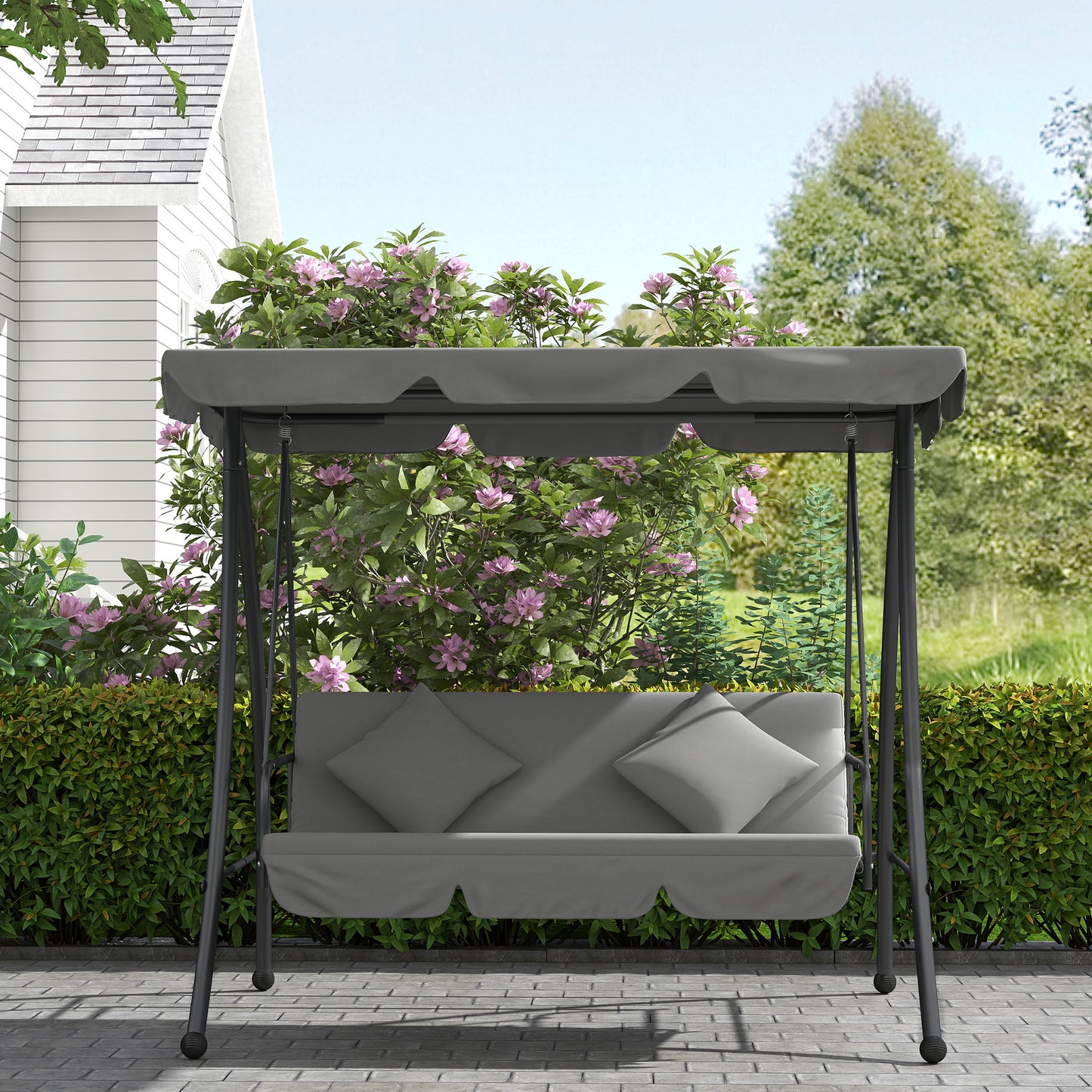 2-in-1 Swing Chair 3 Seater Hammock Cushion Bed Tilt Canopy