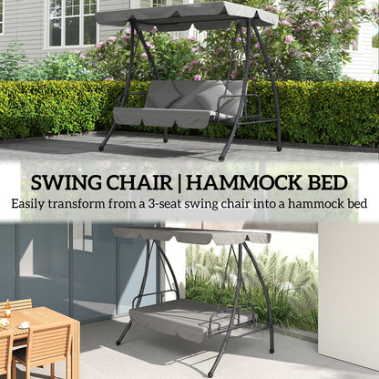 2-in-1 Swing Chair 3 Seater Hammock Cushion Bed Tilt Canopy