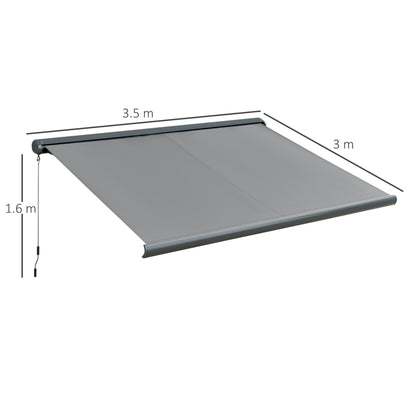 3.5x3m LED Light Cassette Electric/Manual Awning Window Sun Shade Grey