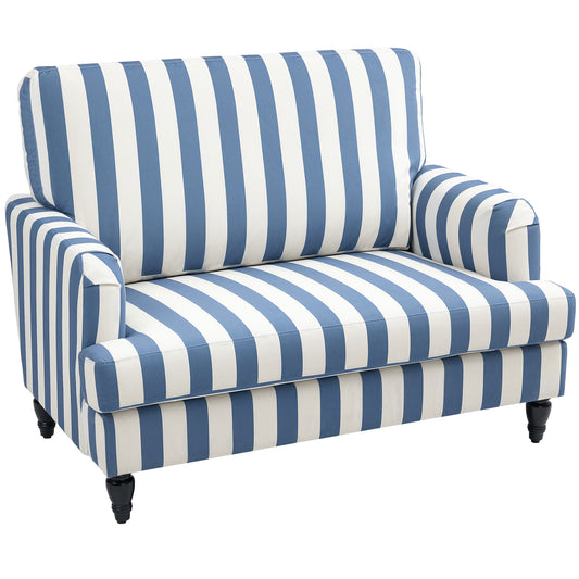 Accent Chair with Stripe, Armchair for Living Room, Blue and White