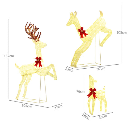 3-Piece 300 LED Light Lighted Christmas Reindeer Family Decoration