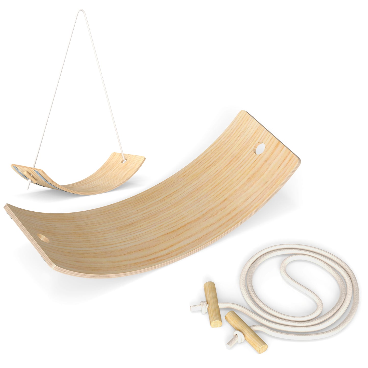 Kids Wooden Balance Board with Rope and Felt for Sensory Play