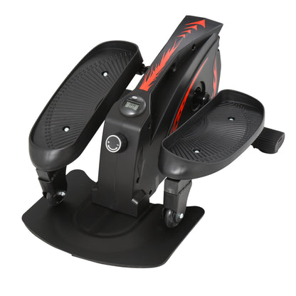 Mini Manual Elliptical Bike Under Desk Bike w/ LCD Monitor Anti-Slip Pedals Adjustable Resistance Home Compact Exercise Trainer