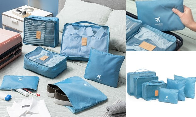 6 Piece Travel Suitcase Organiser Set ! Ideal For Storing Clothes, Towels, Cosmetics & Anything Difficult To Pack! Create More Space & Make Frustrating Packing A Simple Task!