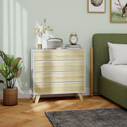 Chest of Drawers, 4 Drawer Storage Cabinet Organiser for Bedroom, Oak