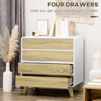 Chest of Drawers, 4 Drawer Storage Cabinet Organiser for Bedroom, Oak