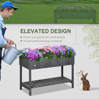 Wooden Herb Planter Stand 8 Cubes Bottom Shelf Raised Bed Dark Grey