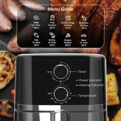 Air Fryers, 1500W 4.5L Air Fryers Oven with Rapid Air Circulation, Adjustable Temperature, Timer and Nonstick Basket, Black